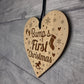 Babys 1st Christmas Bauble Engraved Wood Heart Christmas Decor