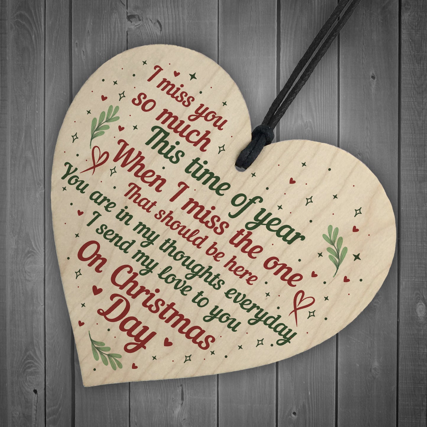 Christmas Miss You Memorial Wooden Bauble Tree Decoration Sign