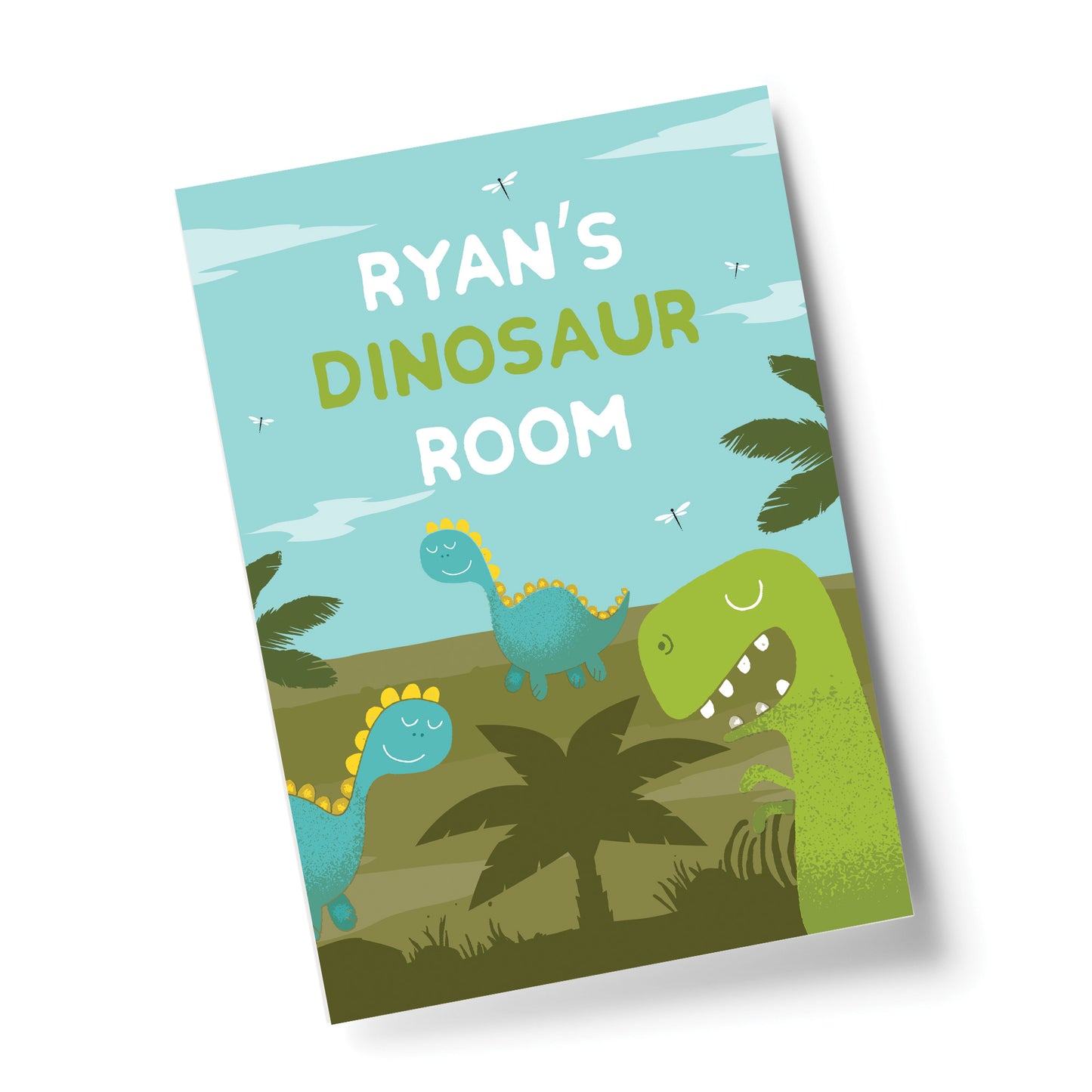 Personalised Boys Bedroom Sign Dinosaur Print Nursery Decor Boy