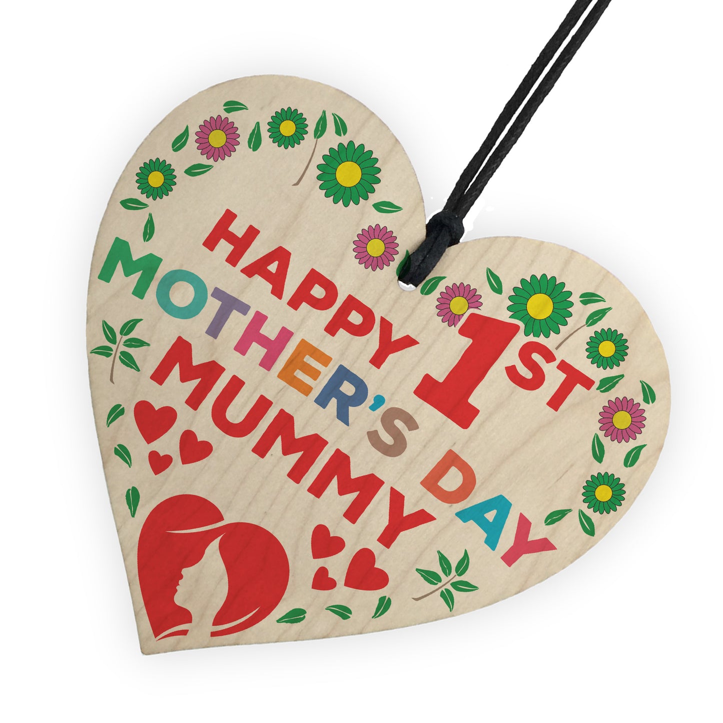 Happy 1st Mother's Day Mummy Wooden Hanging Heart