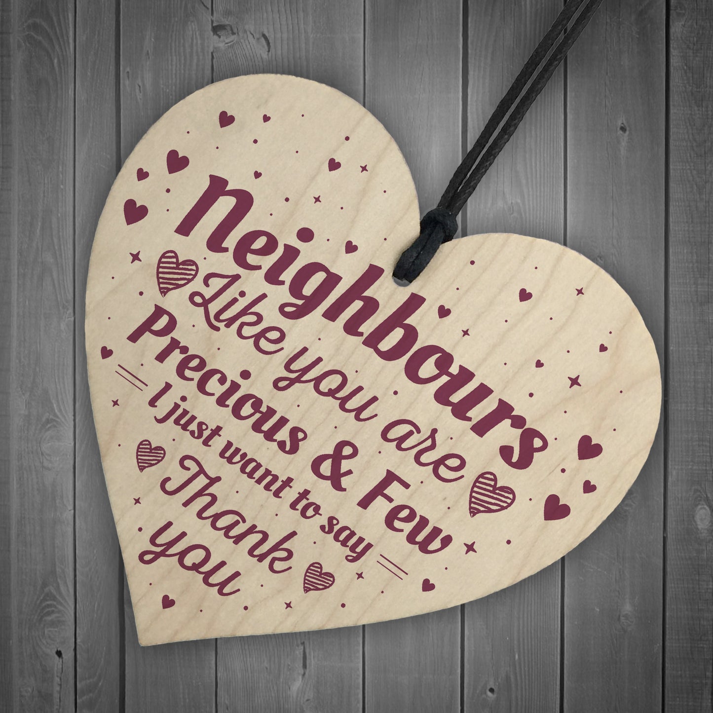 Neighbour Friendship Gift Handmade Wooden Heart Plaque Sign