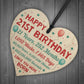 Funny 21st Birthday Card Wooden Hanging Heart Twenty One Gift