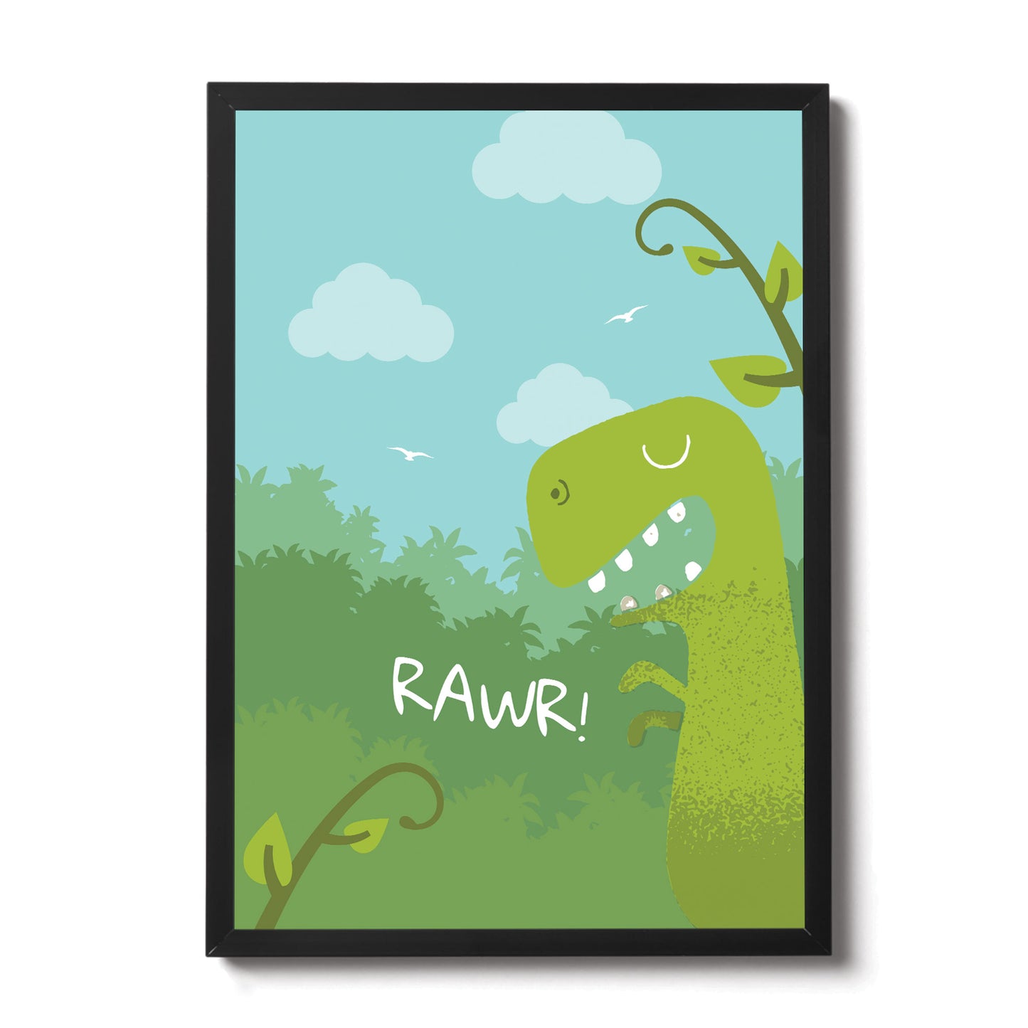 Framed Boys Bedroom Print Dinosaur Wall Art Room Decoration
