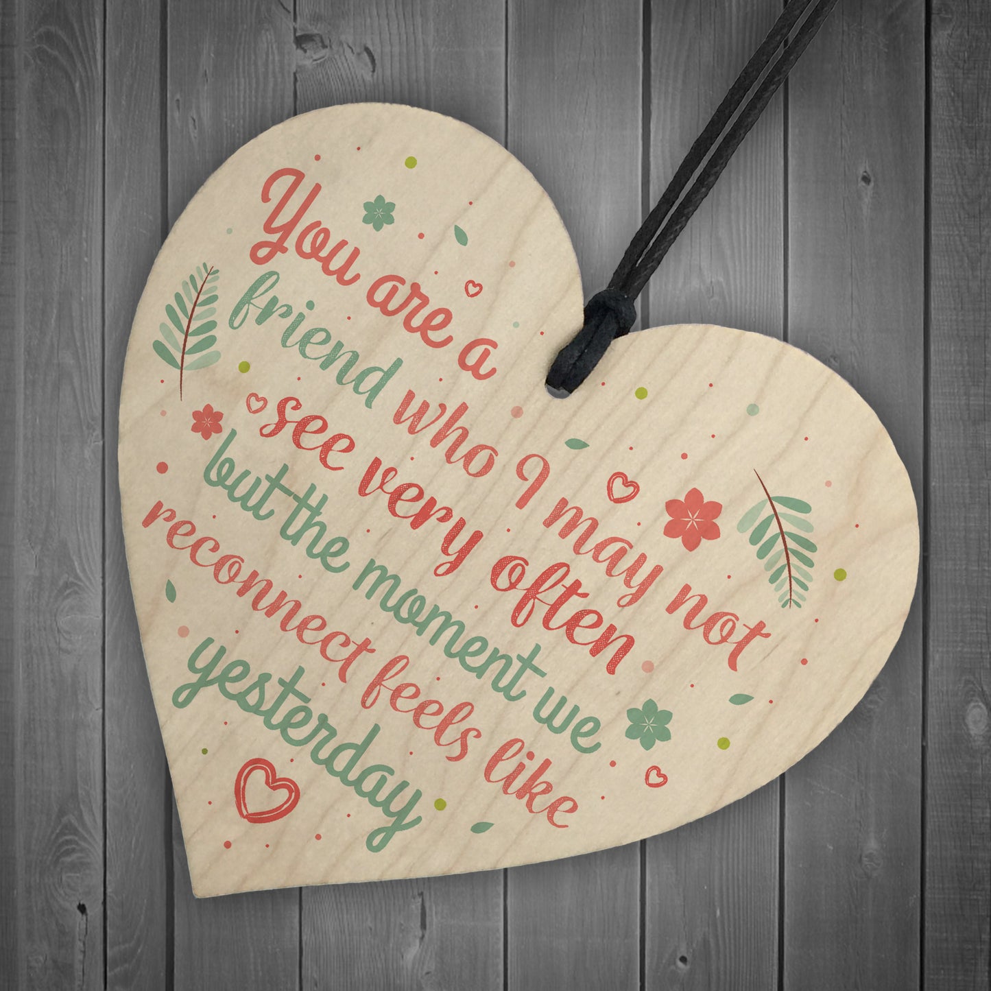 Friendship Best Friend Gift Wood Heart Plaque Birthday Thank You