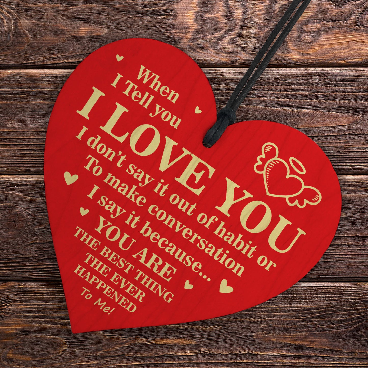 Valentines Day I Love You Wood Heart Gift For Boyfriend