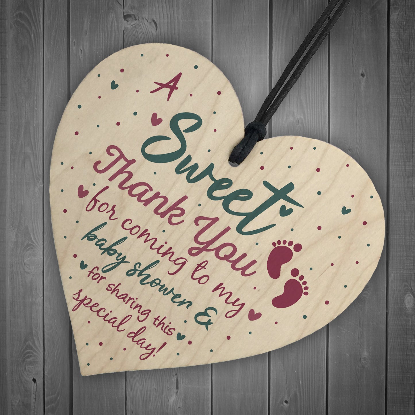 Baby Shower THANK YOU Wooden Heart Favour Tags Plaques