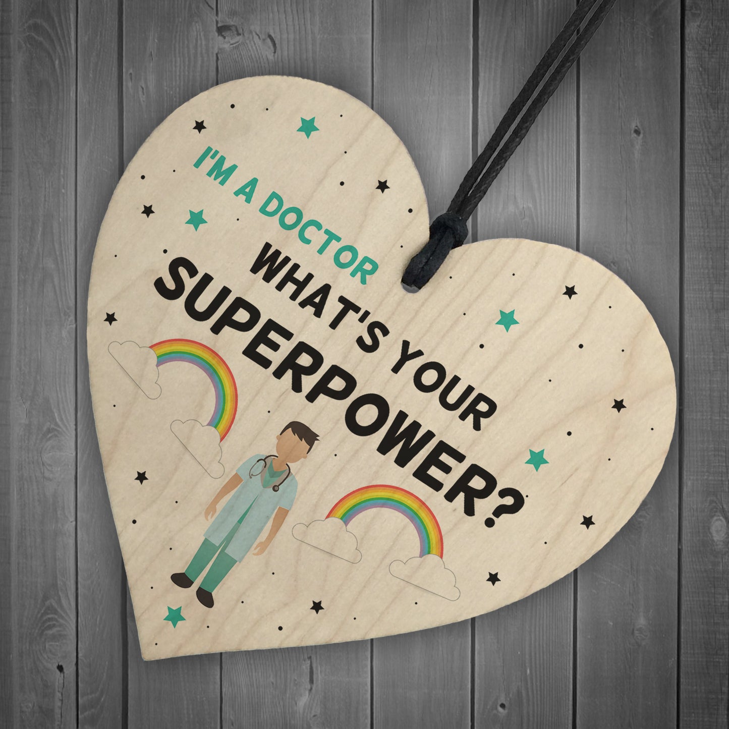 NHS Doctor Thank You Gift Wooden Heart Hospital Present