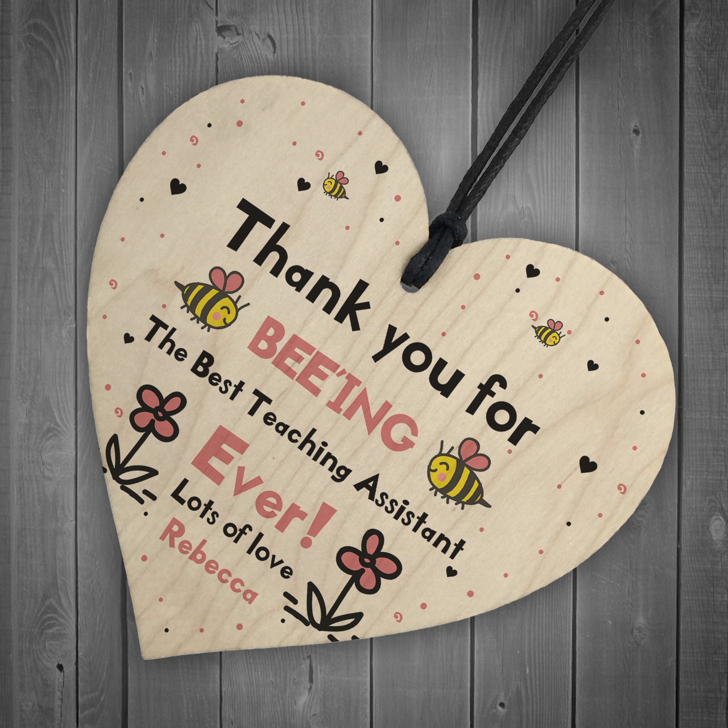 Best Teaching Assistant Gift Personalised Wooden Heart Lockdown