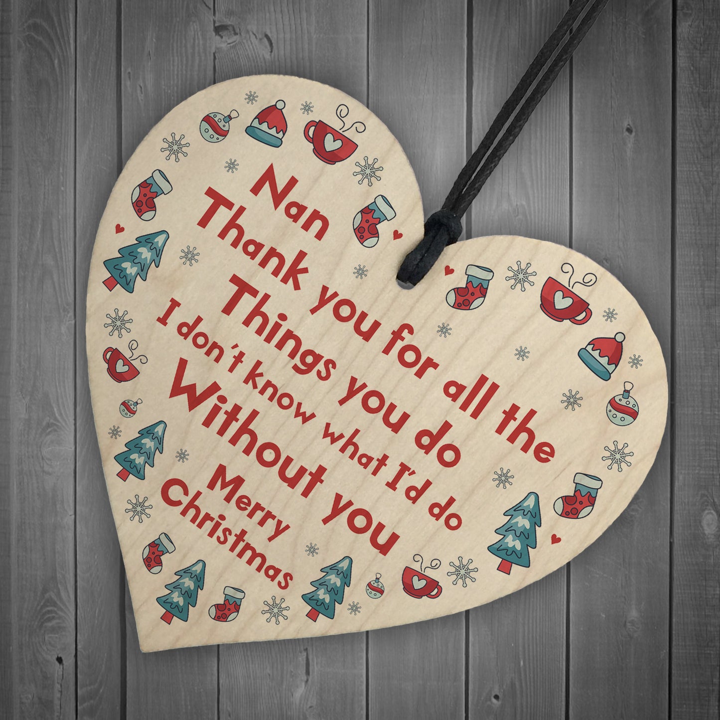 Christmas Nan Gifts Hanging Wooden Tree Decoration Gifts