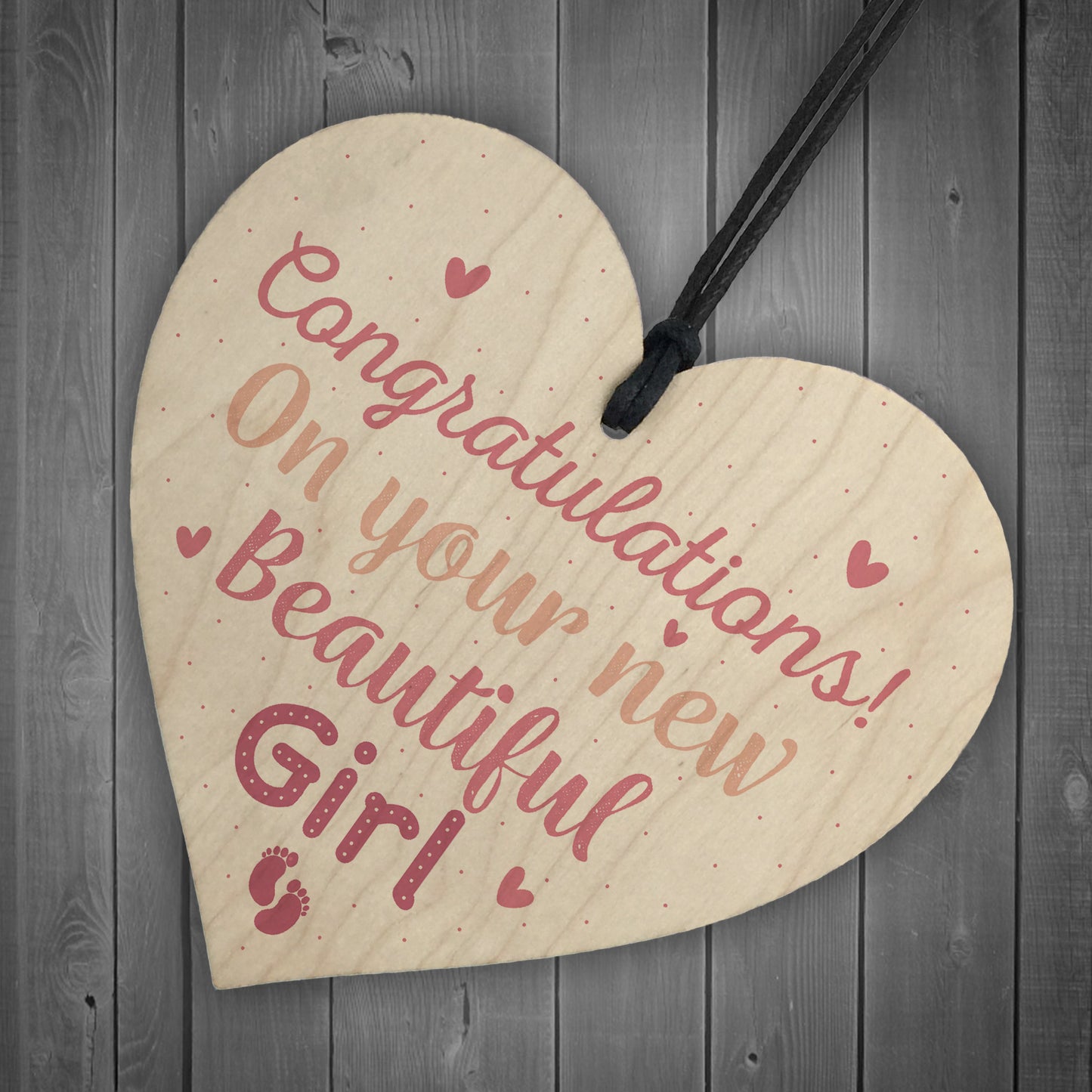 Newborn Baby Girl Gift Present Christening Keepsake Wood Heart