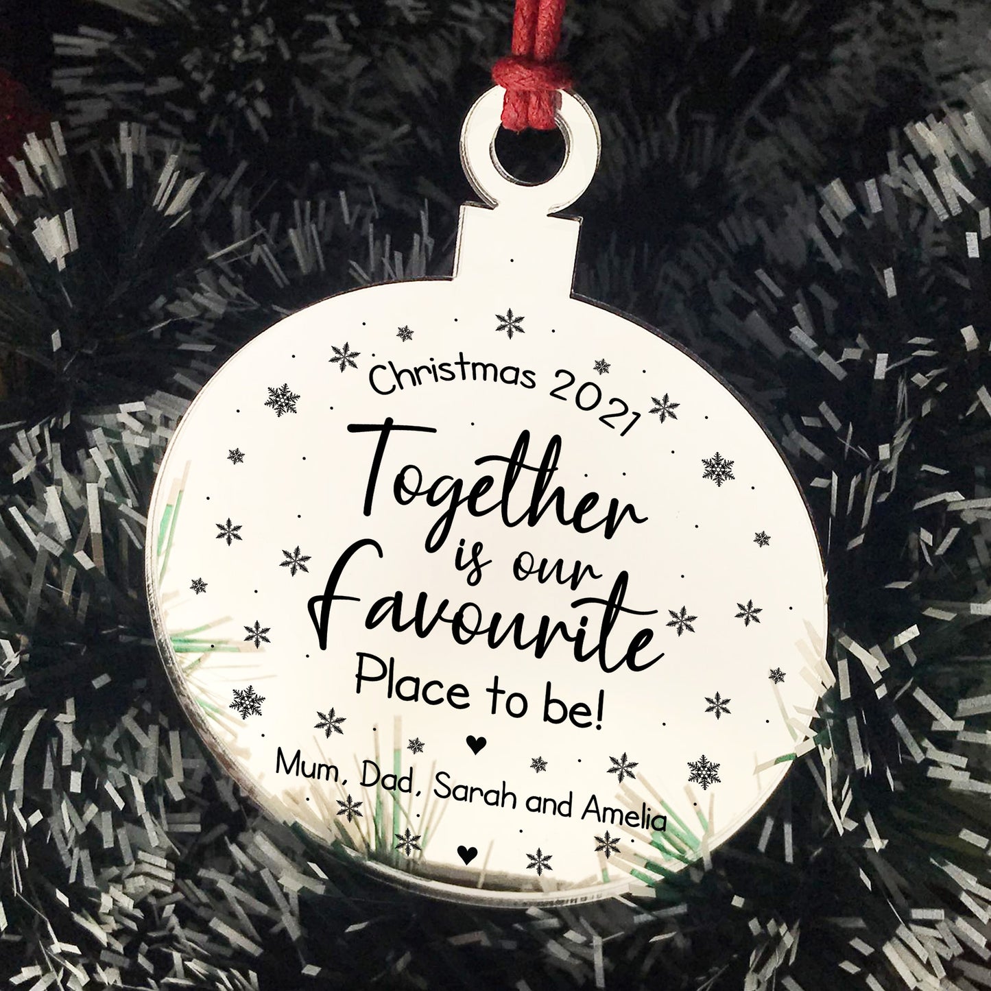 Personalised Christmas Bauble For Family Favourite Place Engrave