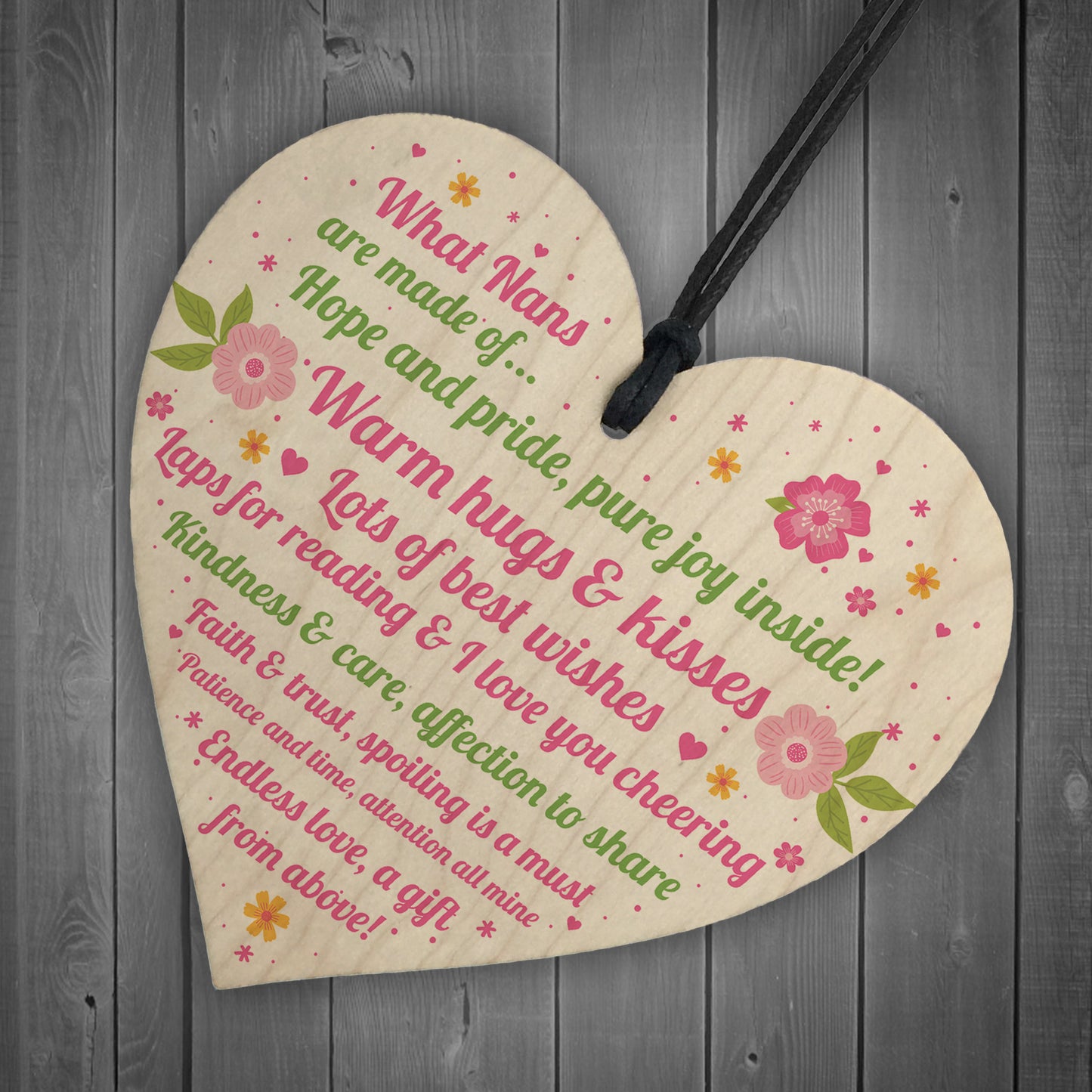 Thank You Gift For Nan Wooden Heart Nan Birthday Christmas Gift