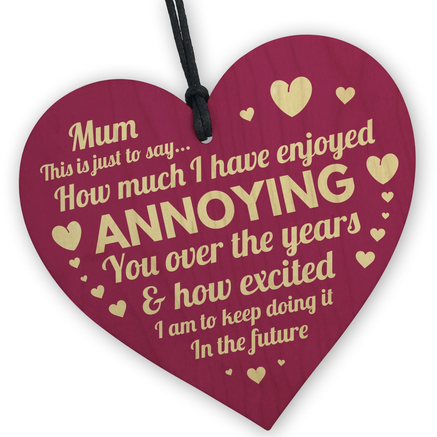 Mum Birthday Card And Funny Wooden Heart Gift For Mum