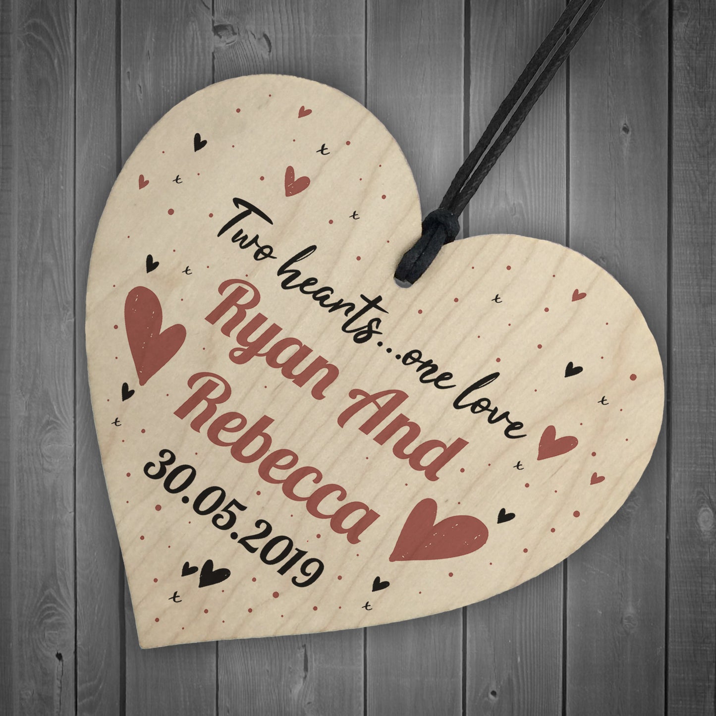 Engagement Gift Personalised Wood Heart Plaque Anniversary Gift
