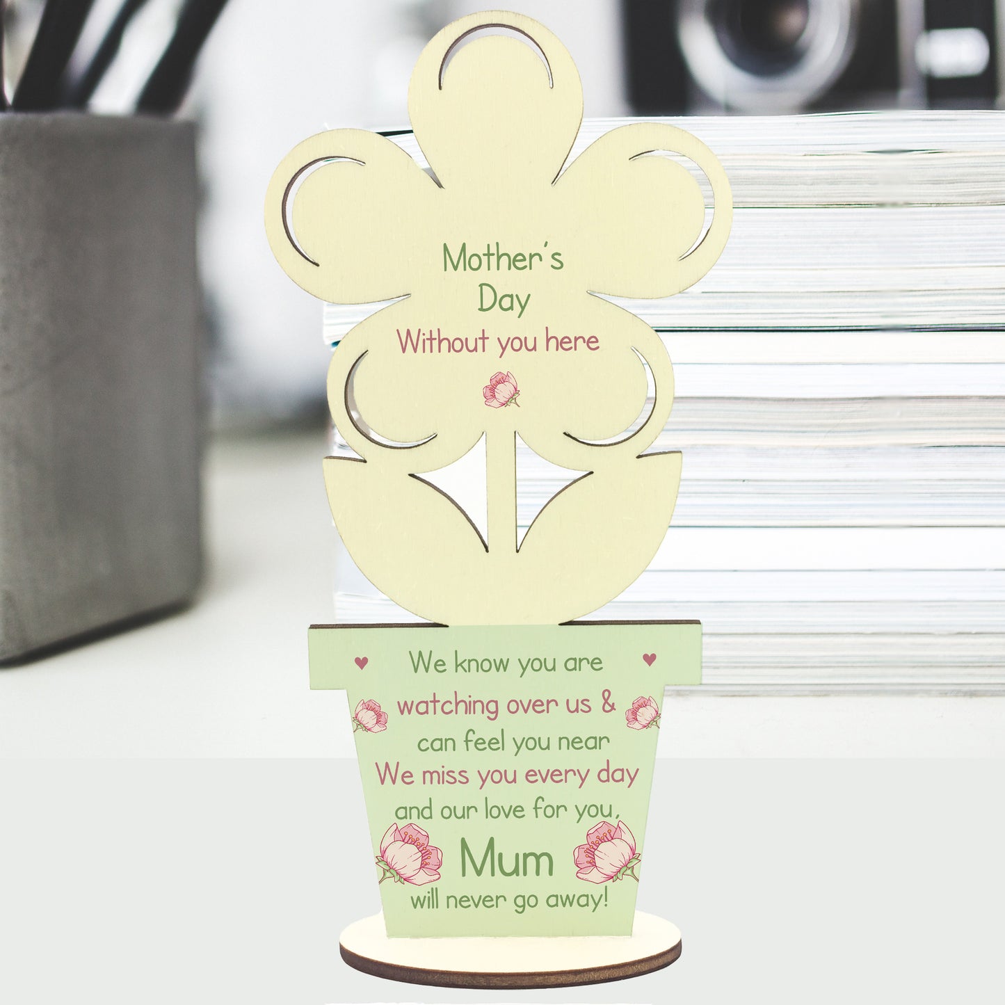Mothers Day Memorial Gift For Mum Wooden Flower In Memory
