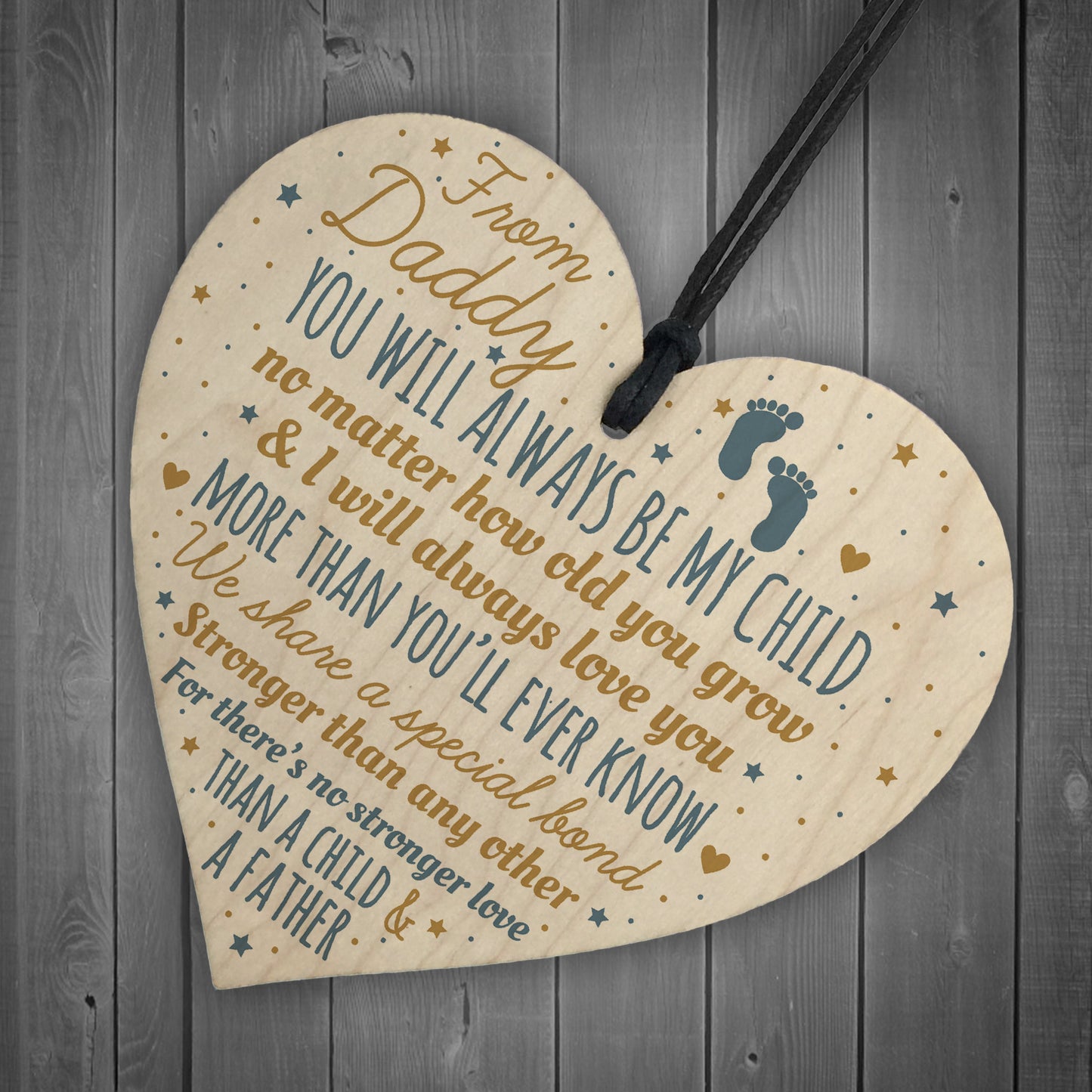 New Dad To Be Wooden Heart Novelty Baby Shower Daddy Son Gift