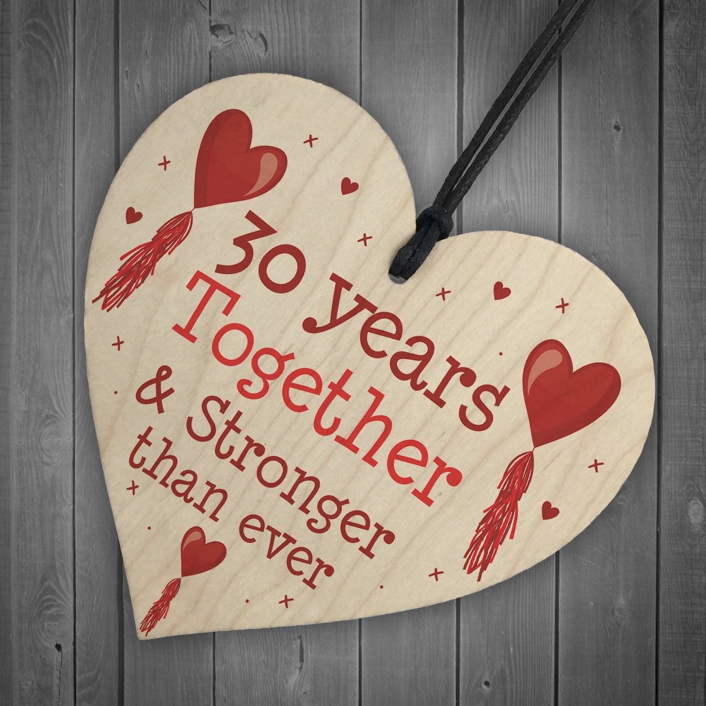 30th Anniversary Gift Wood Heart Perfect Gift For Husband Wife