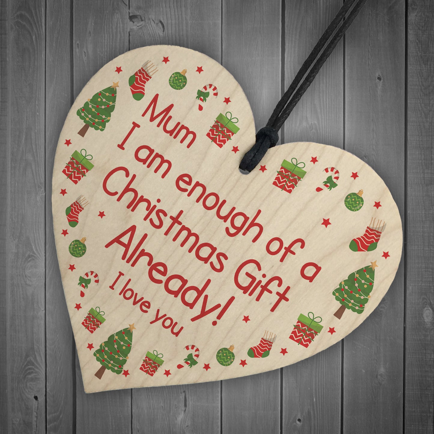 Funny Mum Christmas Gift From Daughter Son Novelty Wood Heart
