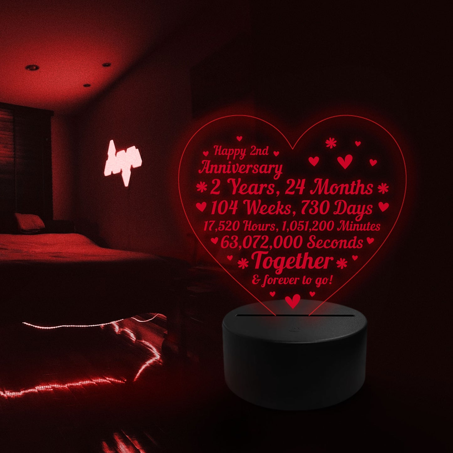 2nd Wedding Anniversary Gifts for Her Him NEON LED Lamp Night