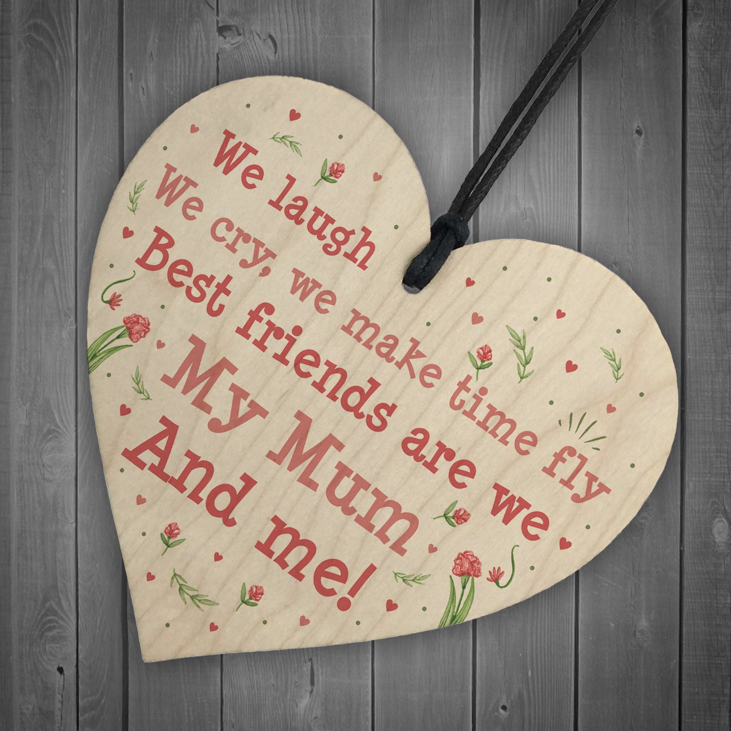 Cute Mum Gift Best Friend Wooden Heart Mother Daughter Gift