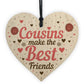 Cousin Gifts For Christmas Pack of 4 Wooden Hearts Christmas