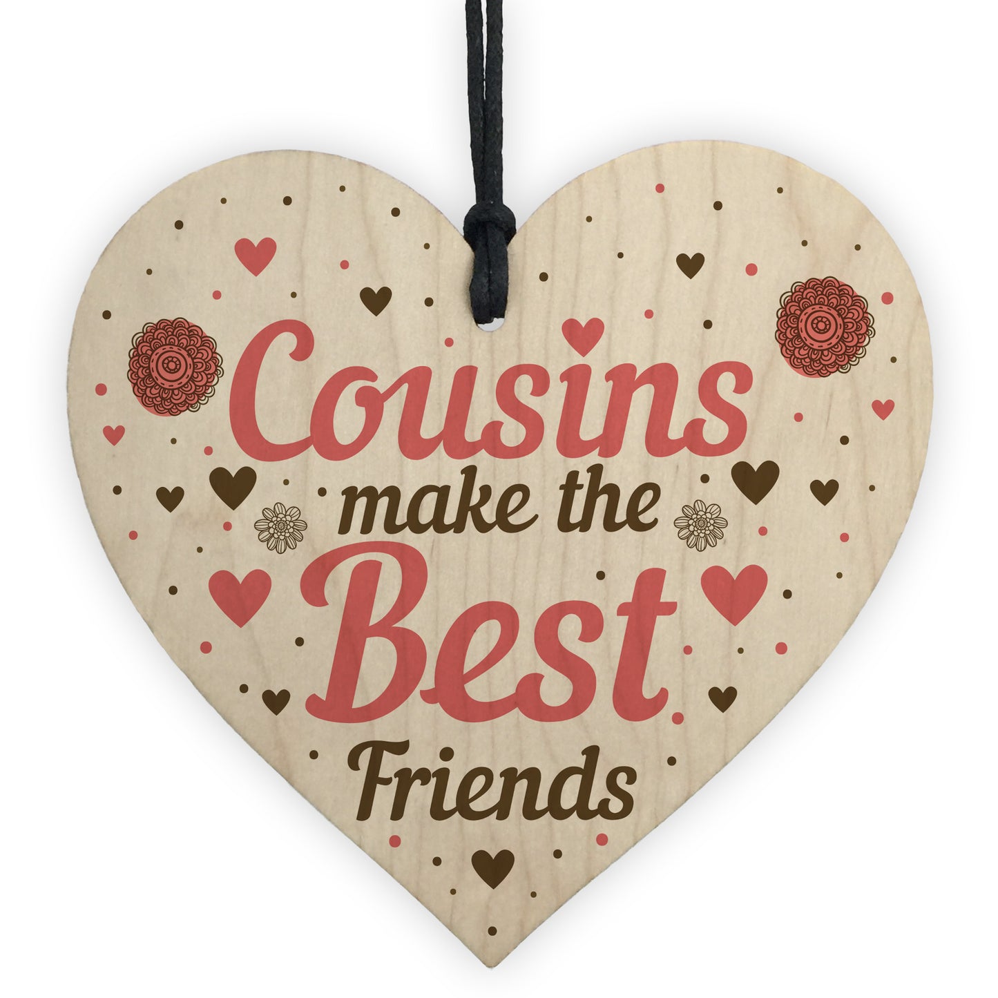 Cousin Gifts For Christmas Pack of 4 Wooden Hearts Christmas