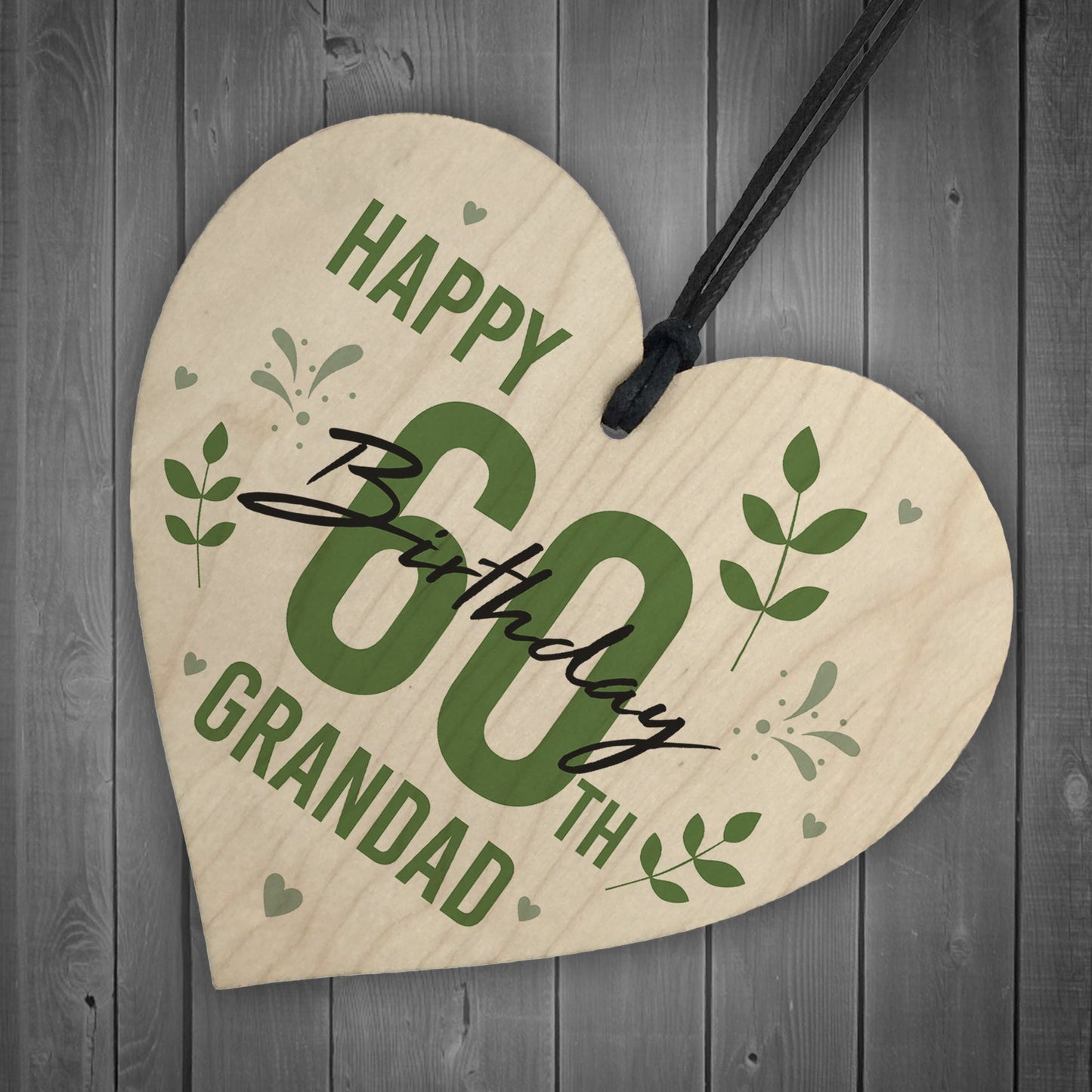 Personalised 40th 50th 60th Birthday Gift For Grandad Wood Heart