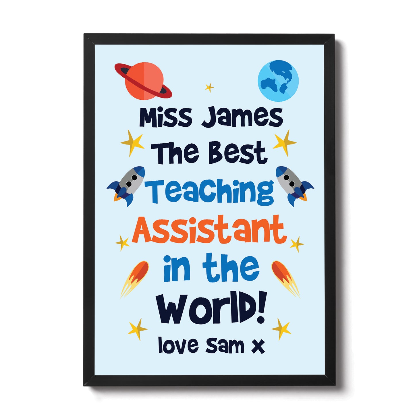 Personalised Best Teaching Assistant Gift Framed Print Space