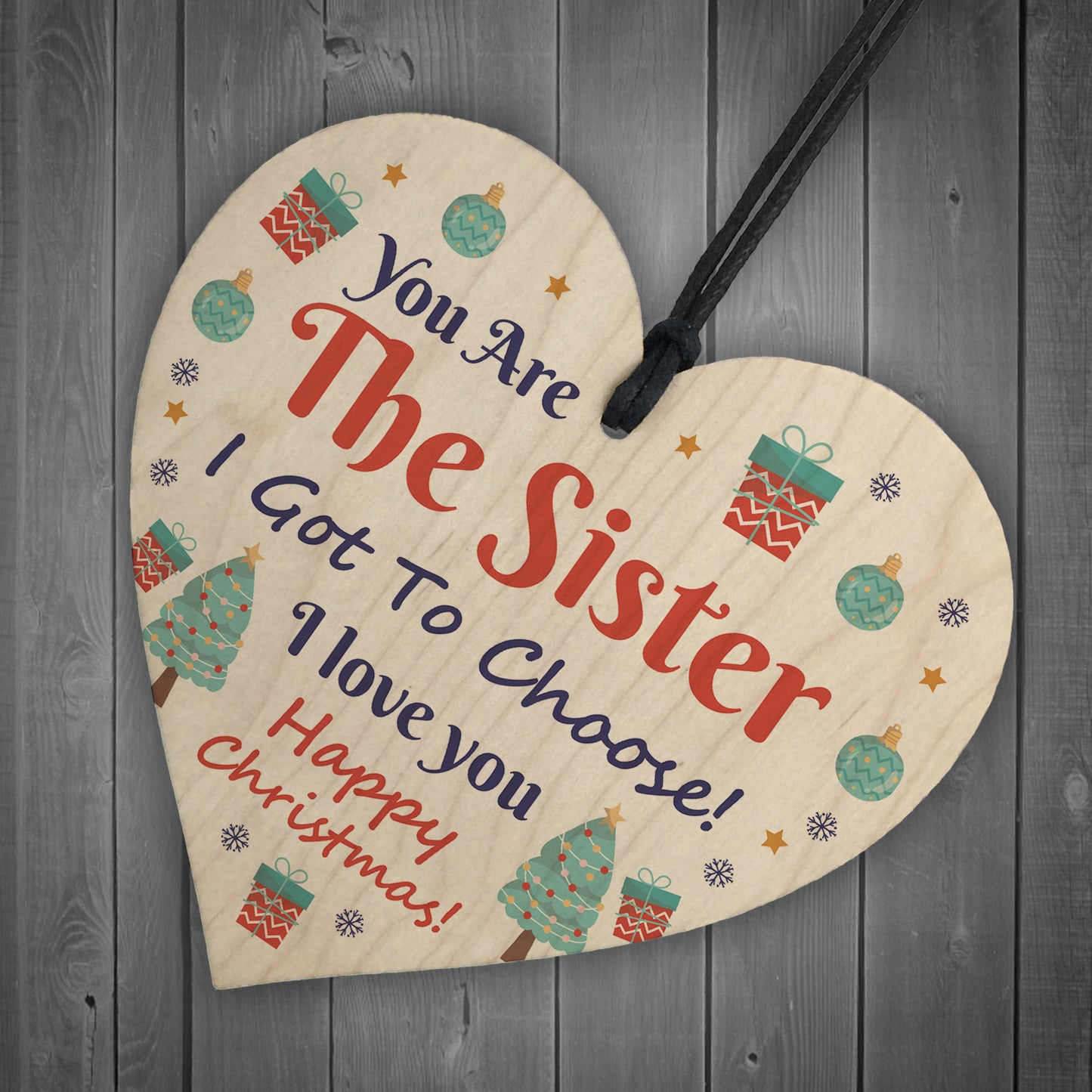 Best Friend Christmas Gifts Wooden Heart Tree Decoration Friend