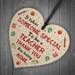 Handmade Thankyou Teacher Gift Wood Heart Leaving School Nursery