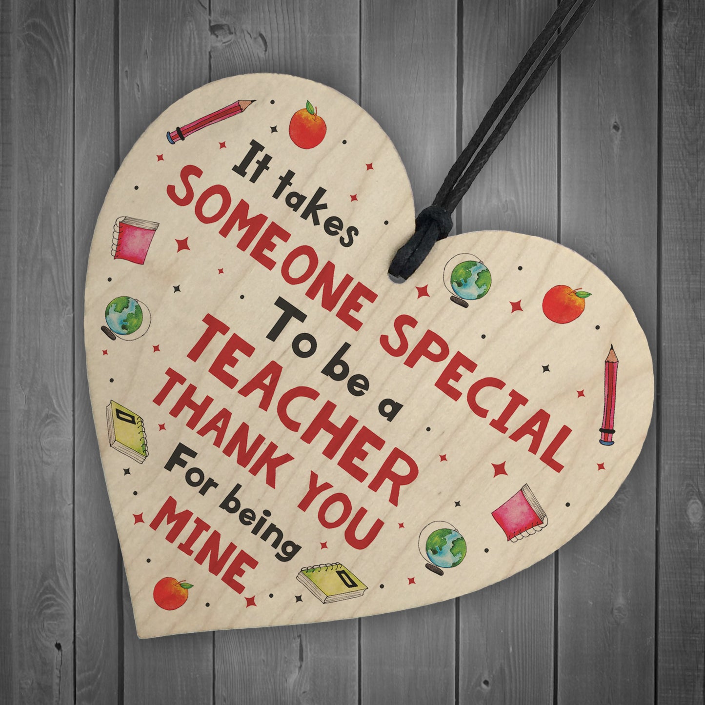 Handmade Thankyou Teacher Gift Wood Heart Leaving School Nursery