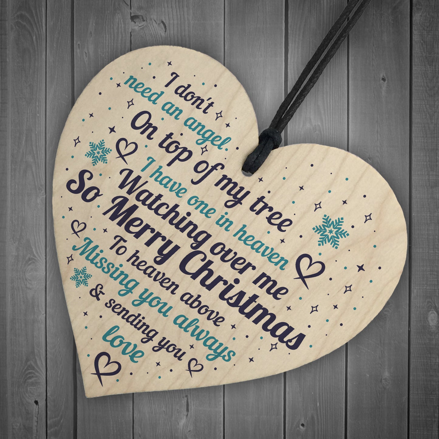 Memorial Christmas Decorations Xmas Tree Baubles Wood Heart