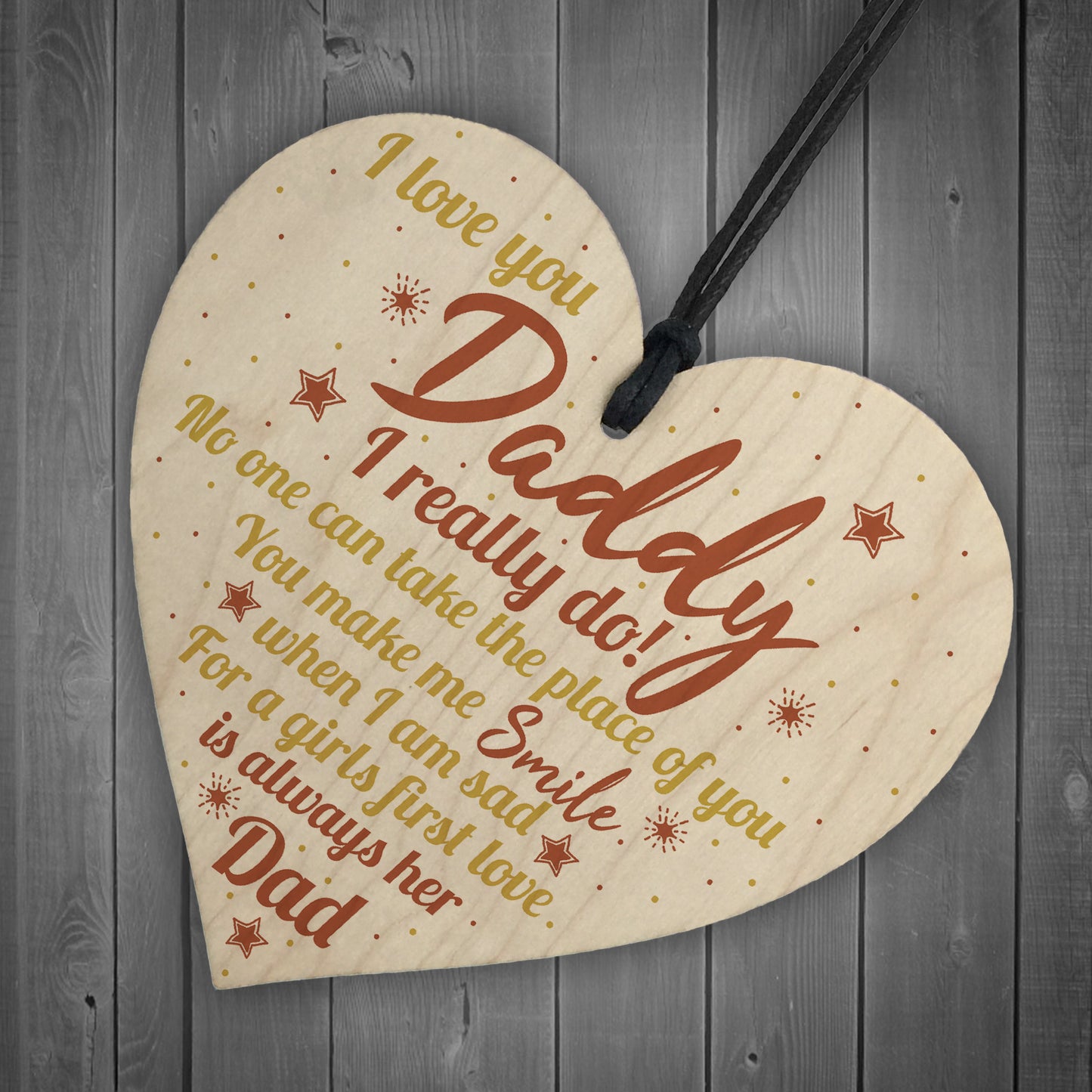 Bump Gifts Wooden Heart Dad Daddy Father Baby Son Daughter Card
