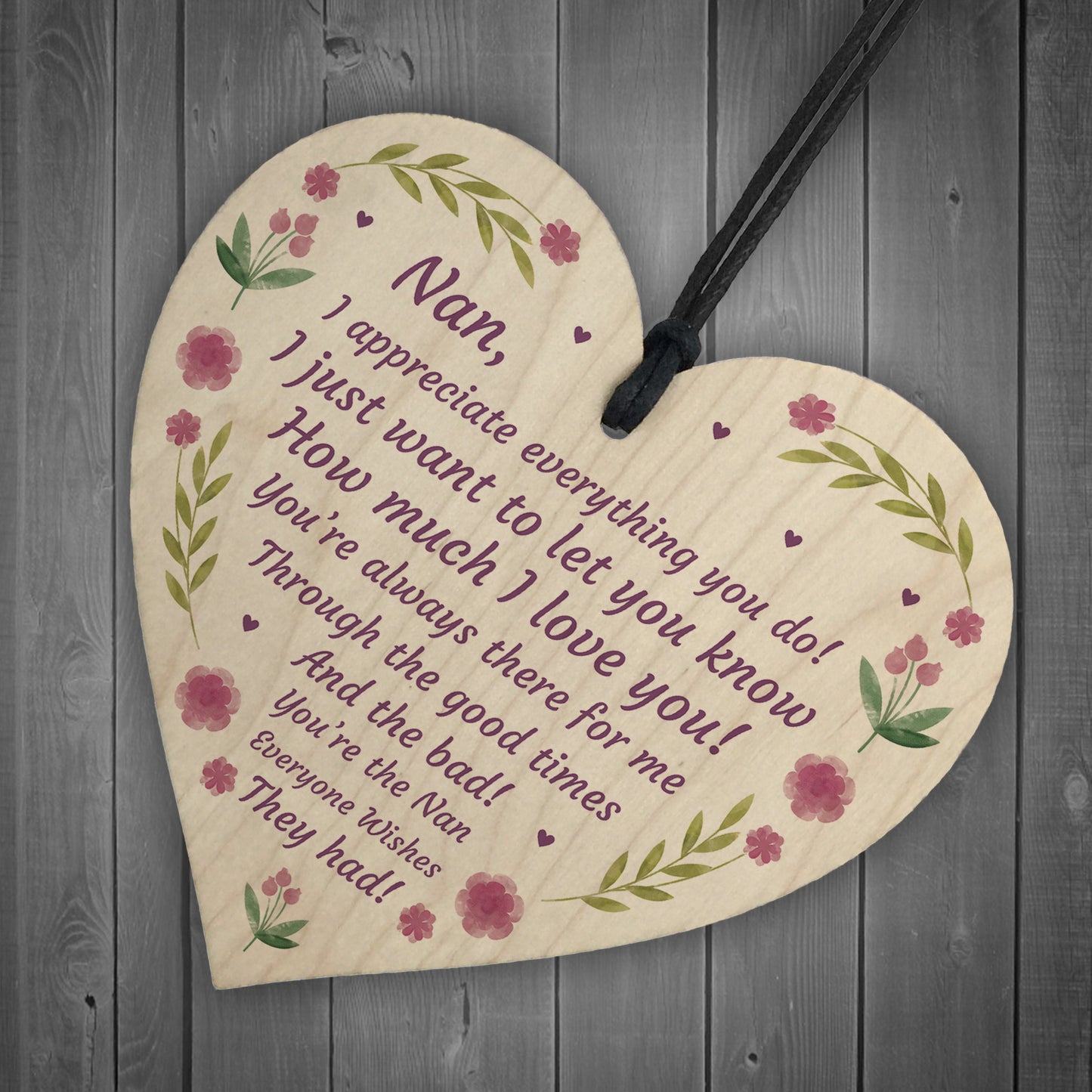 Mothers Day Gift Lockdown Gift for Nan Wooden Heart Thank You