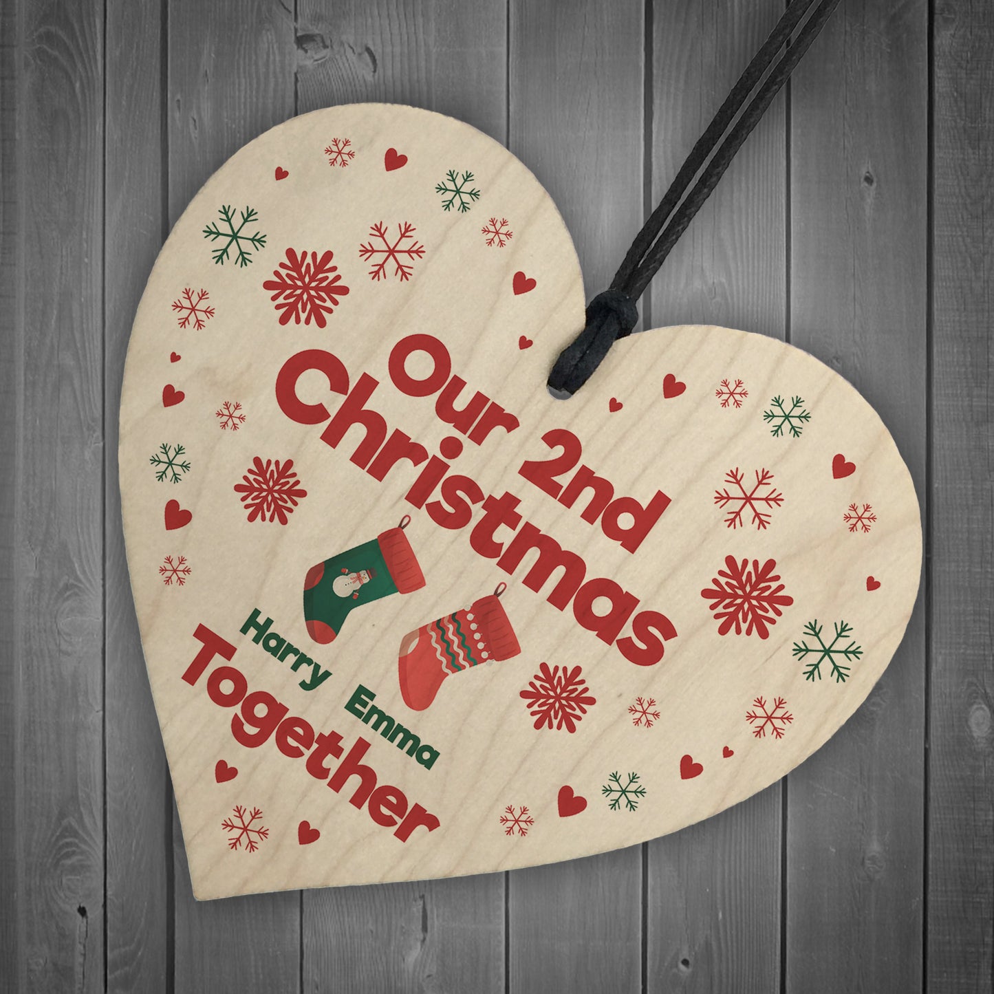 Personalised Our 2nd Christmas Together Bauble Heart Decoration