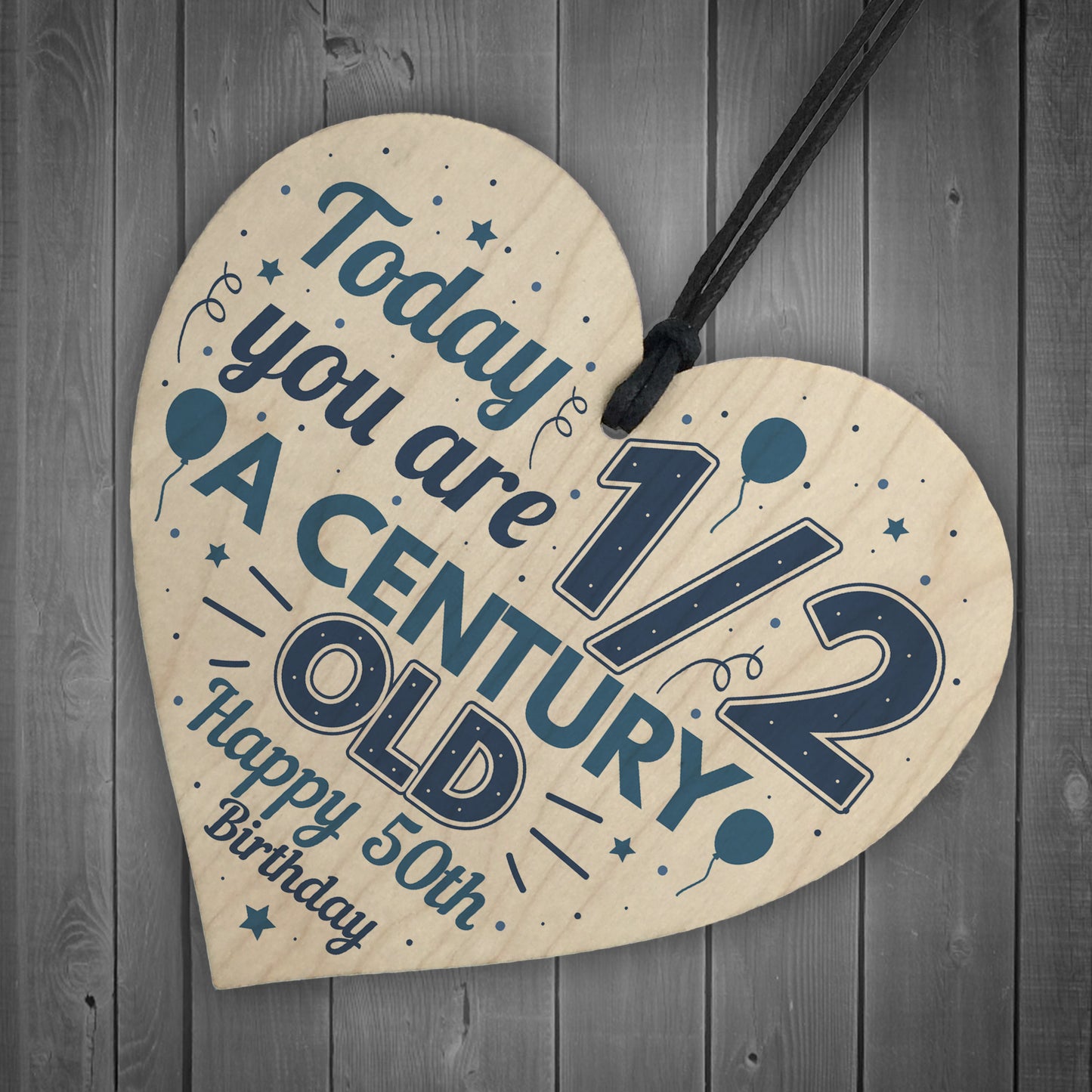 Novelty 50th Birthday Gift For Men Women Hanging Wooden Heart