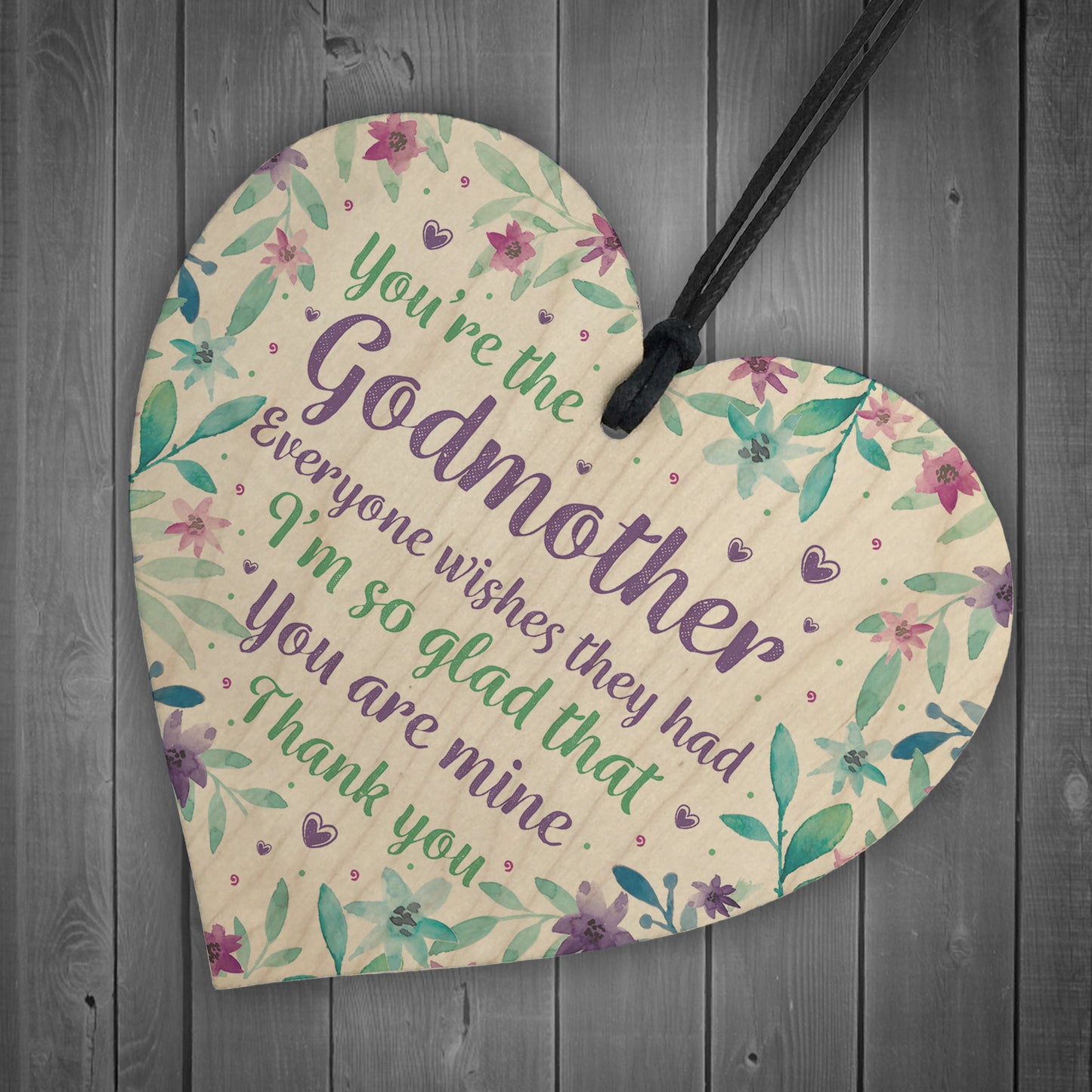 Godmother Thank You Gifts Wood Heart Christening Gift For Friend