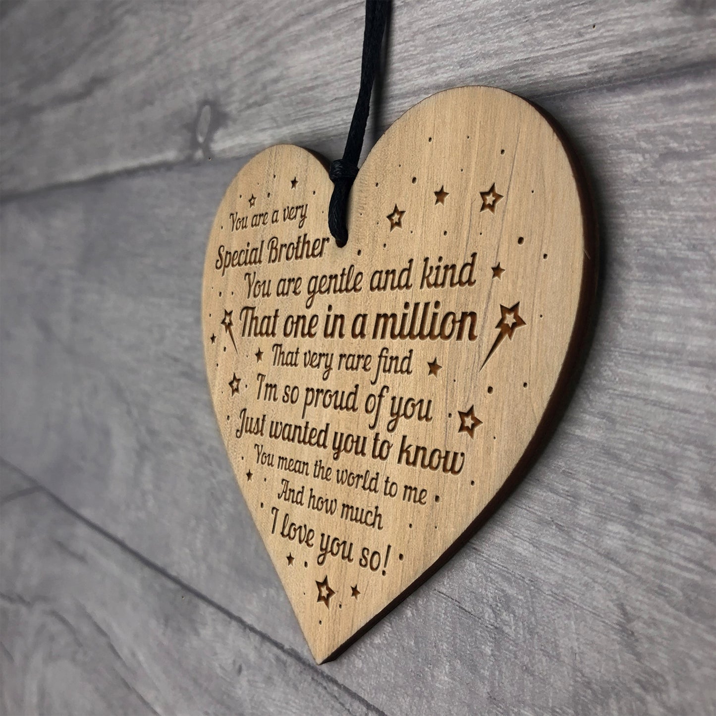 BROTHER GIFT Engraved Wood Heart Birthday Christmas Gift