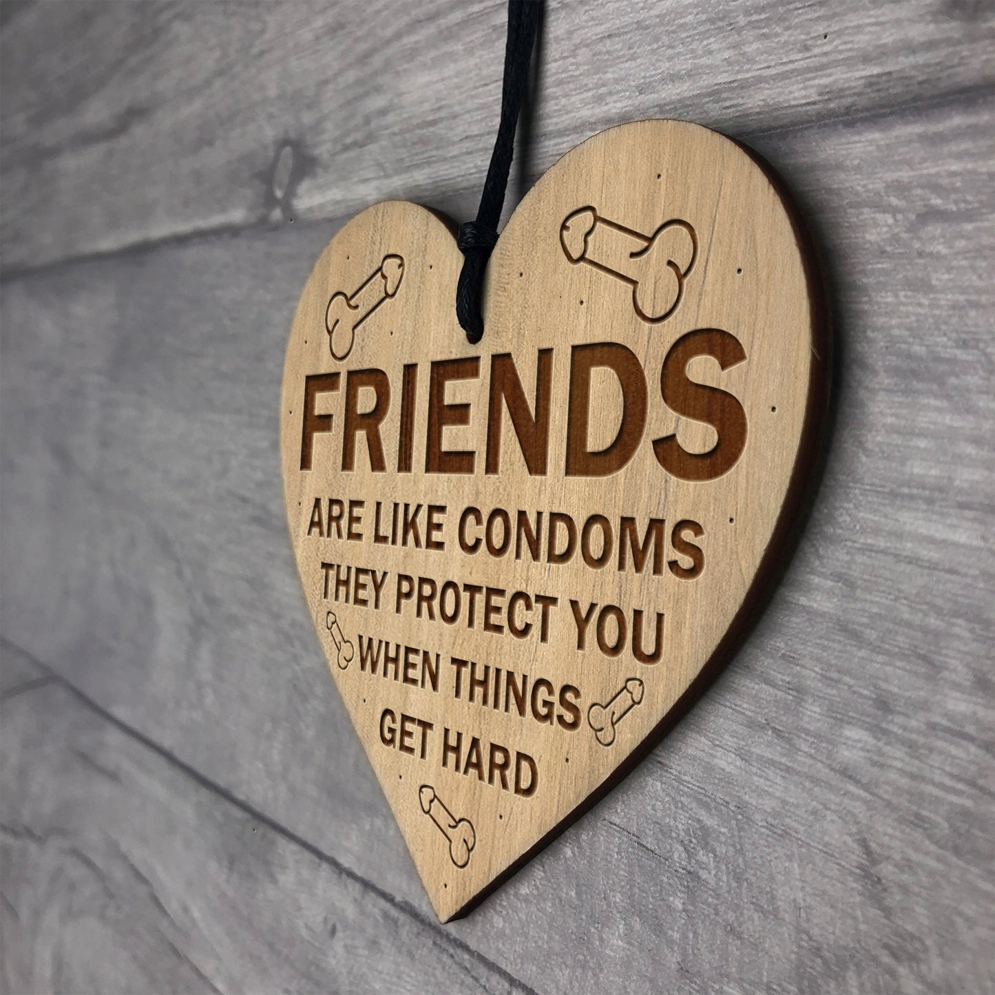 Rude Funny Friendship Plaque Wood Heart Birthday Christmas Gift