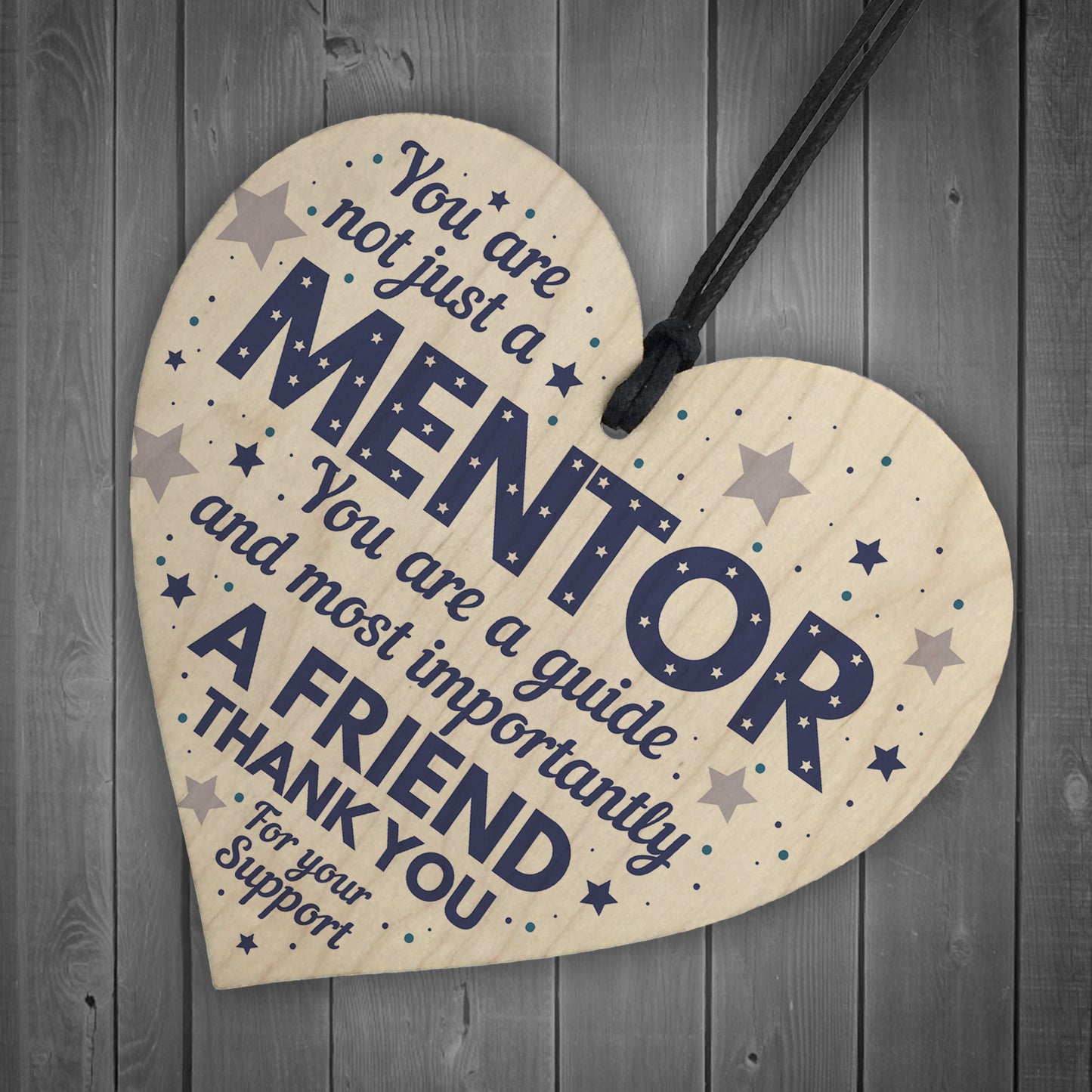 Mentor Thank You Wood Heart Plaque Gift For Teacher Coach Tutor