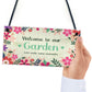 Welcome To Our Garden Sign Hanging Wall Door Sign Friendship
