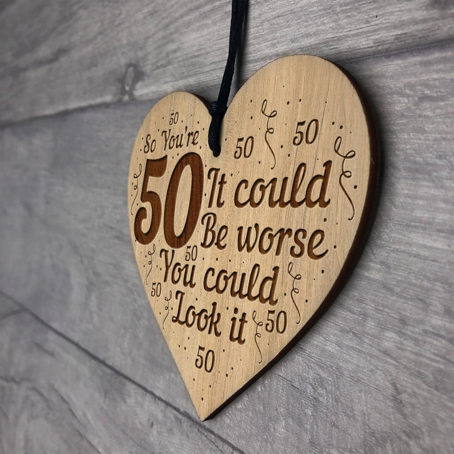 50th Birthday Gift For Men Women Funny Engraved Heart