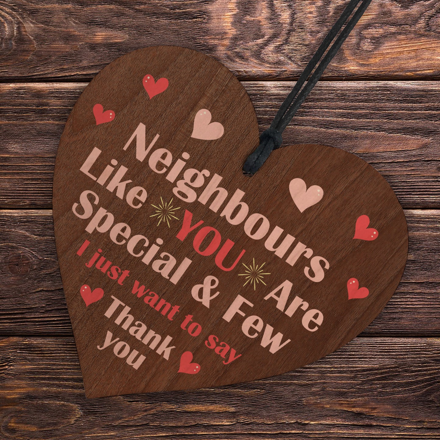 Friendship Gift For Neighbour Wood Heart Neighbour Birthday