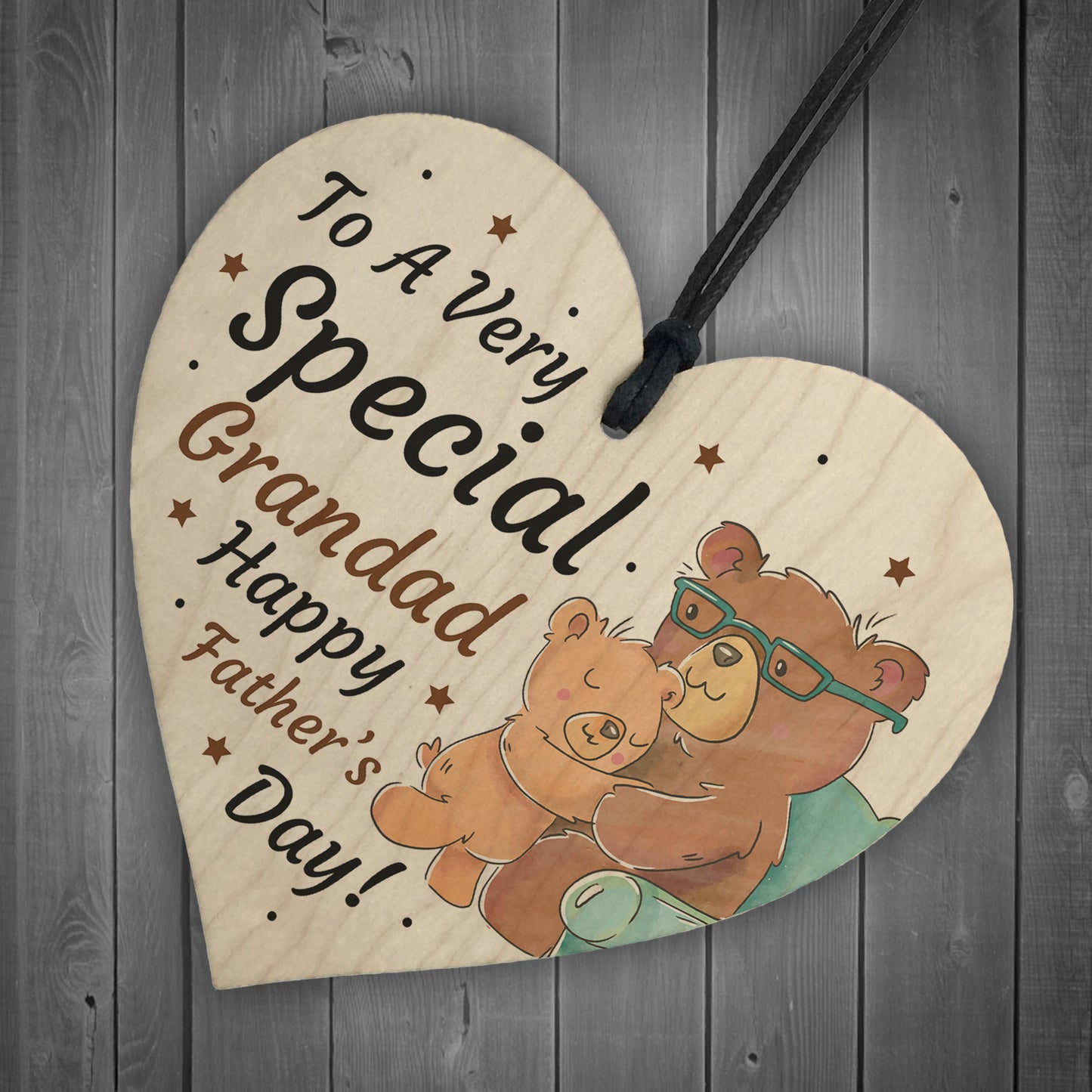 Cute Fathers Day Gift For Grandad Wood Heart Grandparent Gift