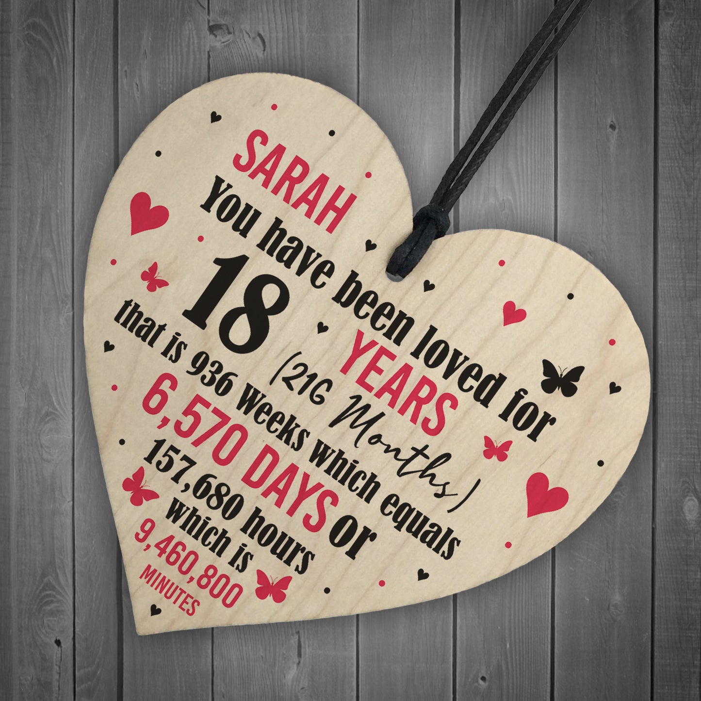 Personalised 18th Birthday Gift Wooden Heart Keepsake Funny Gift