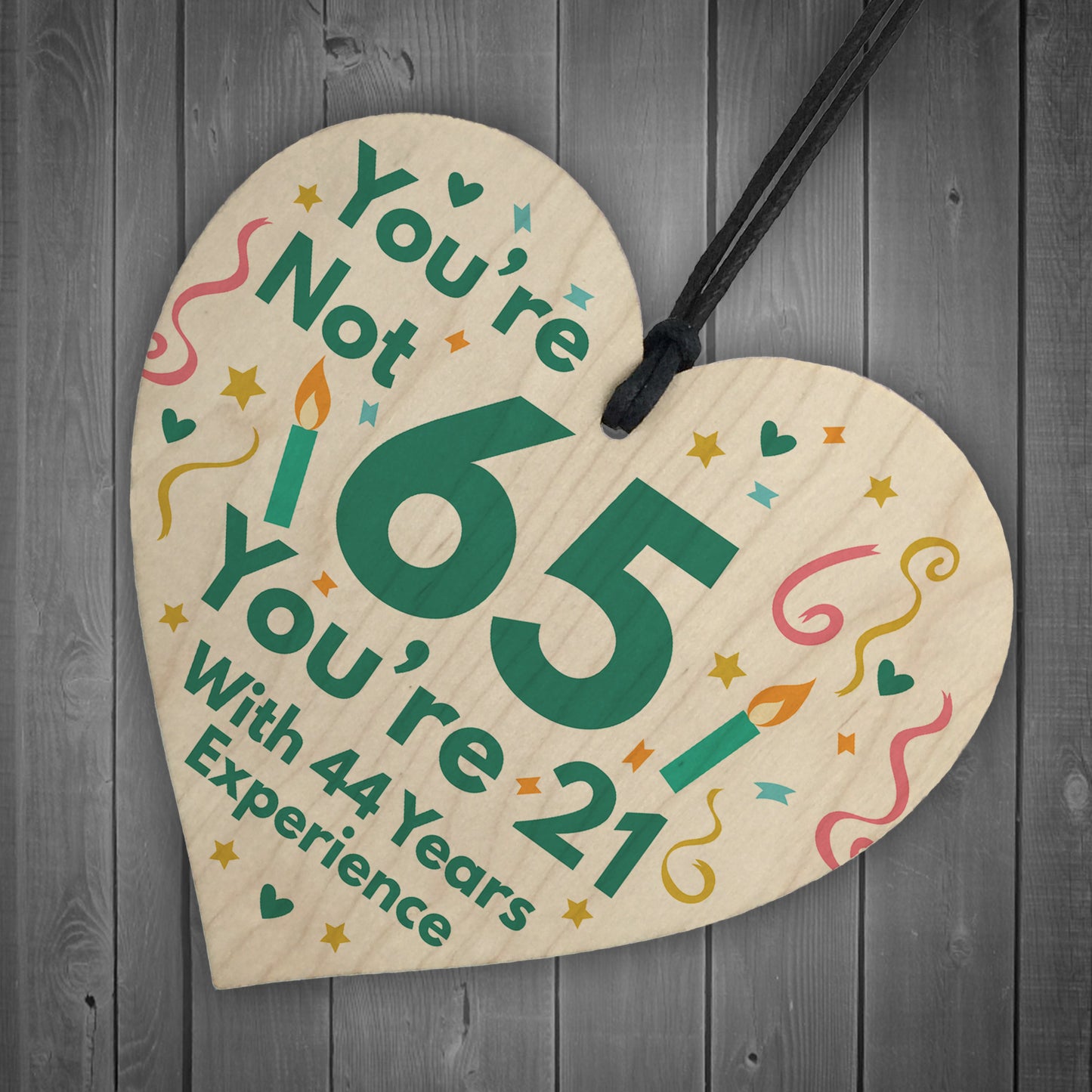 Funny Birthday Gifts Novelty 65th Birthday Gift Wood Heart Card