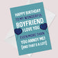 Novelty Birthday Card For Boyfriend Funny Rude Birthday Card