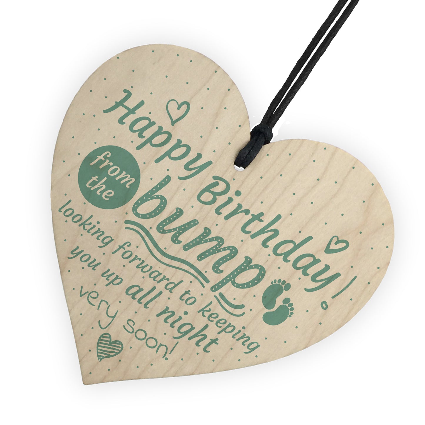 Happy Birthday From Bump Wooden Heart Dad Mum Funny Baby Gift