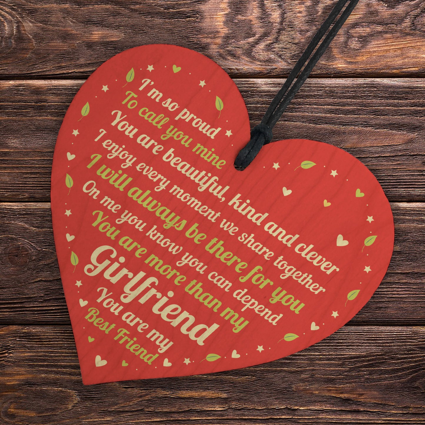 Valentines Gift Girlfriend Wood Heart Anniversary Birthday Gift