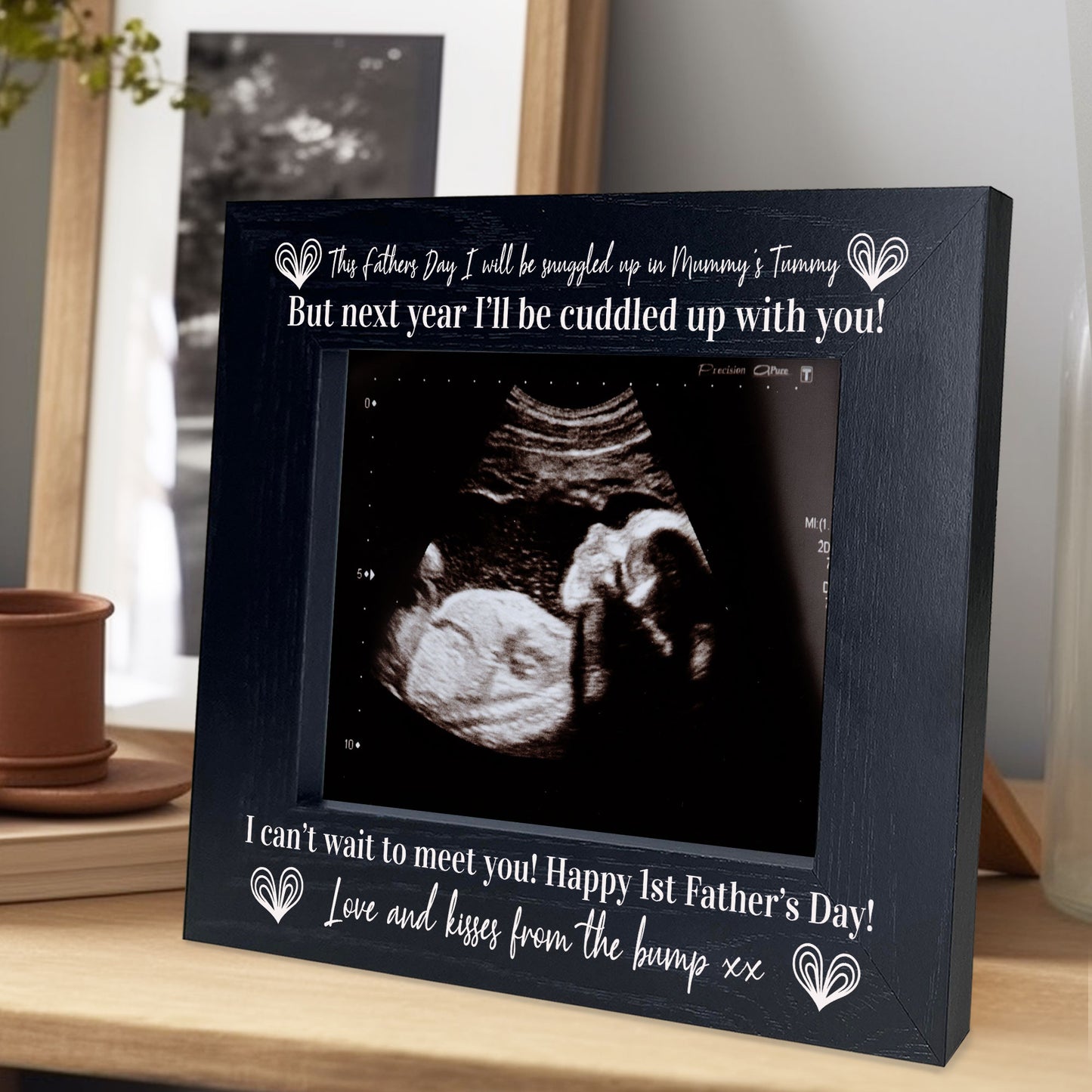 Baby Scan Wooden Photo Frame 1st Fathers Day Gift For Daddy